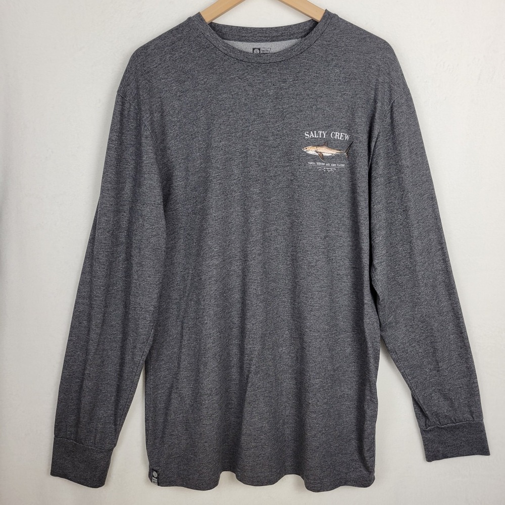 Salty Crew Ahi Mount Tech Long Sleeve Fishing Shirt Men's 2XL 2X Charcoal Gray